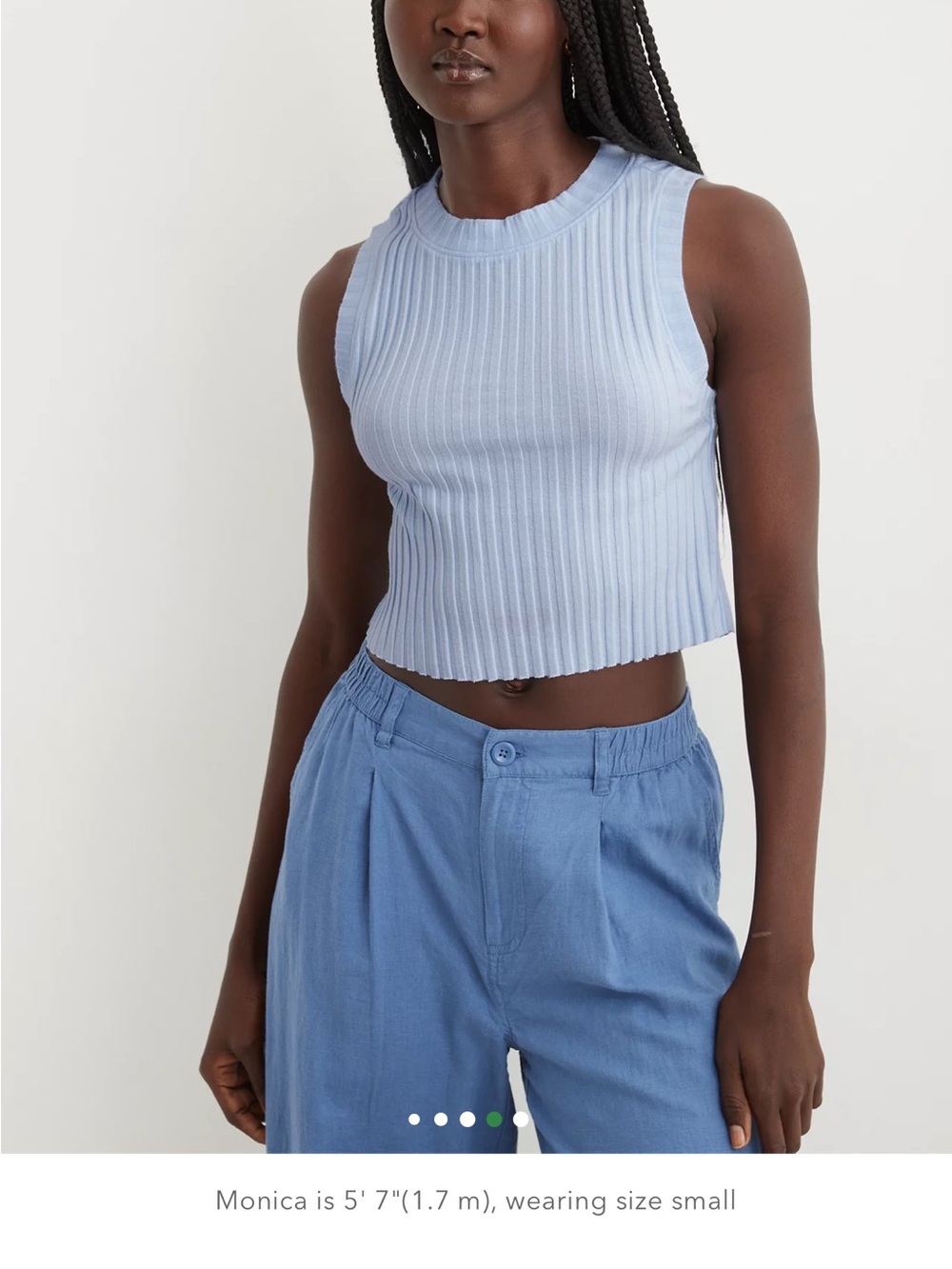 Aerie - Light Blue Ribbed Sleeveless Crop Top
